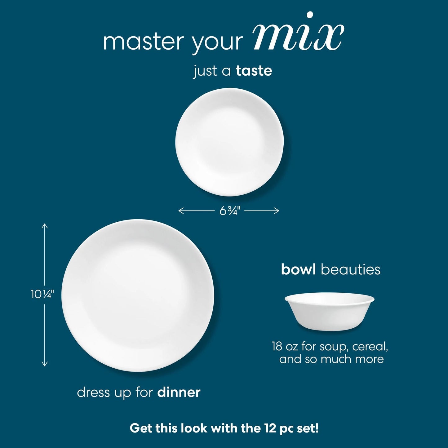 Corelle® Winter Frost White 12-piece Dinnerware Set, Service for 4