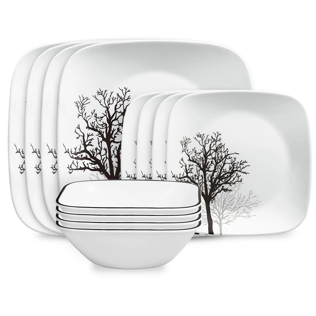 Corelle® Square Timber Shadows 12-piece Dinnerware Set, Service for 4