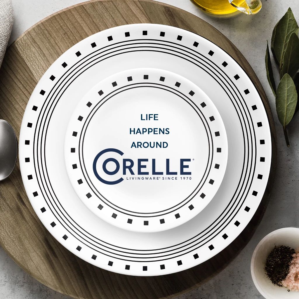 Corelle® City Block 12-piece Mugless Dinnerware Set, Service for 4
