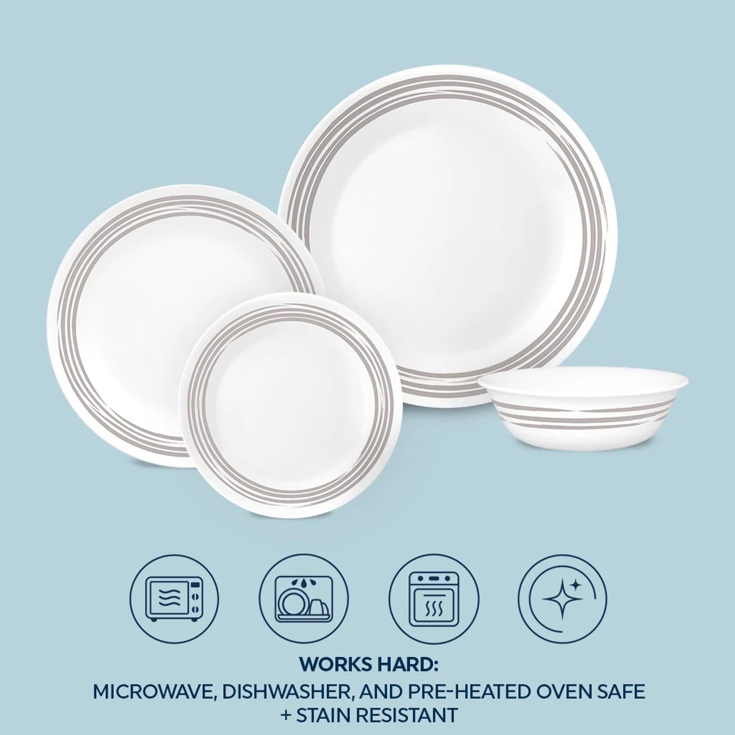 Corelle® Brushed Silver 16-piece Dinnerware Set, Service for 4