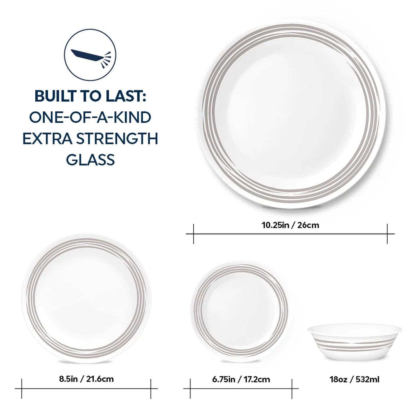 Corelle® Brushed Silver 16-piece Dinnerware Set, Service for 4