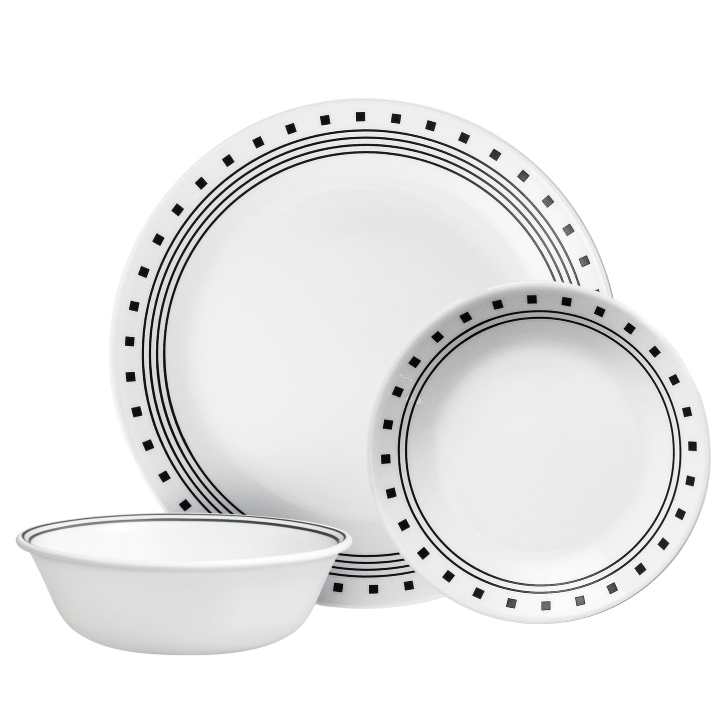 Corelle® City Block 12-piece Mugless Dinnerware Set, Service for 4