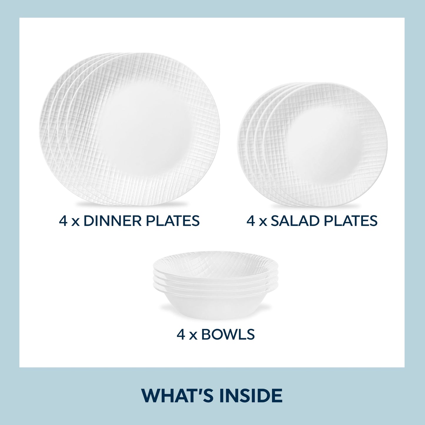 Corelle® Linen Weave 12-piece Dinnerware Set, Service for4