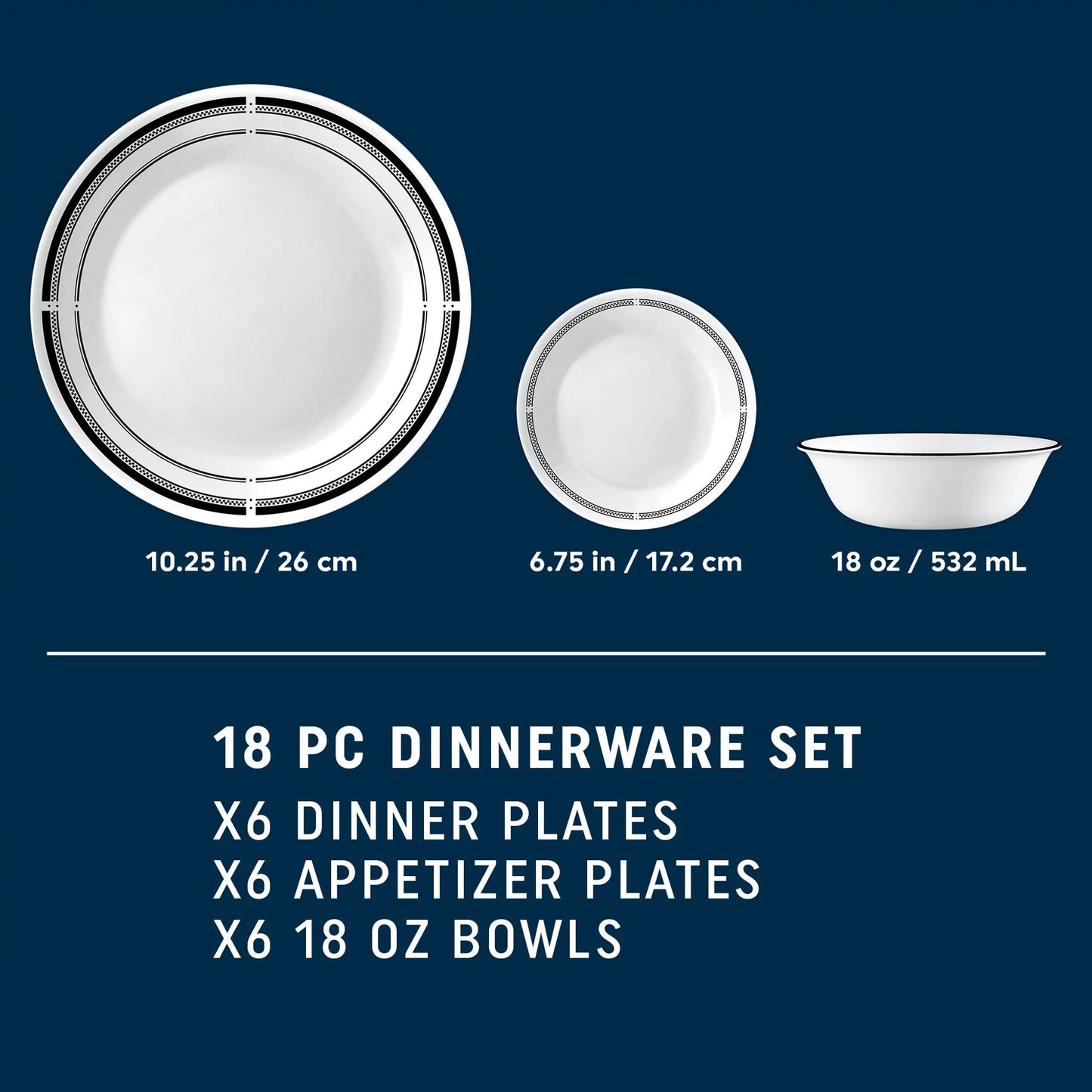 Corelle® Brasserie 18-piece Dinnerware Set, Service for 6