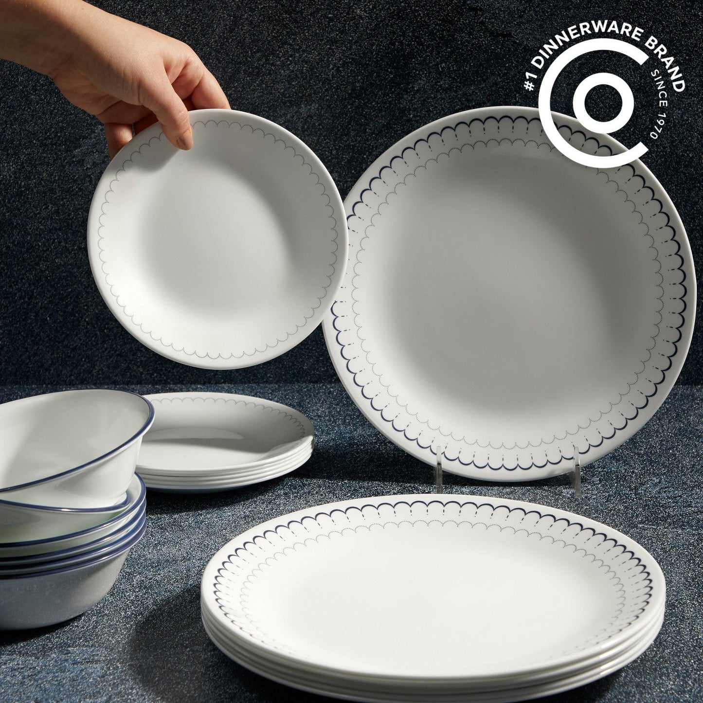 Corelle® Caspian Lace 66-piece Dinnerware Set, Service for 12