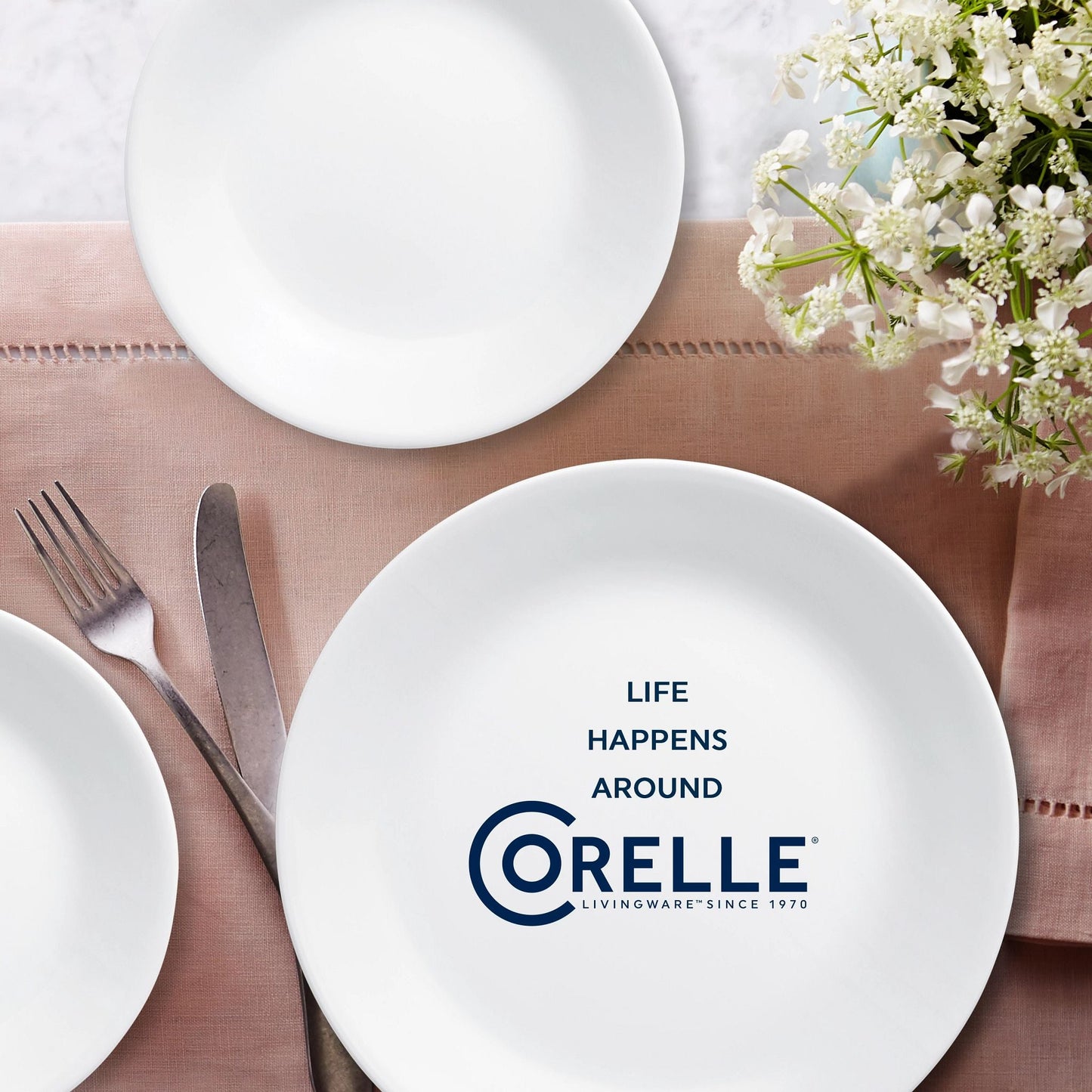 Corelle® Winter Frost White 16-piece Mugless Dinnerware Set, Service for 4