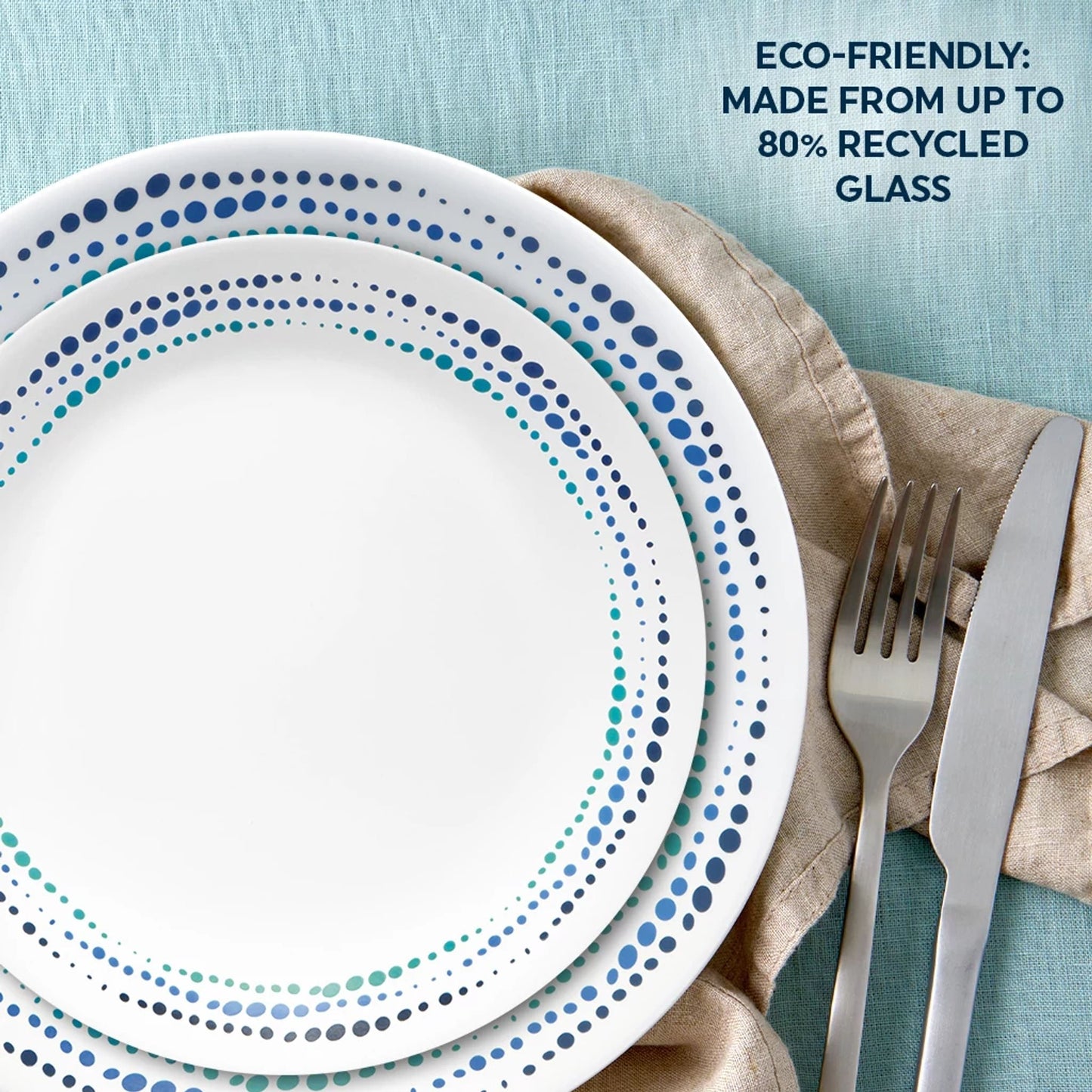 Corelle® Ocean Blues 16-piece Mugless Dinnerware Set, Service of 4