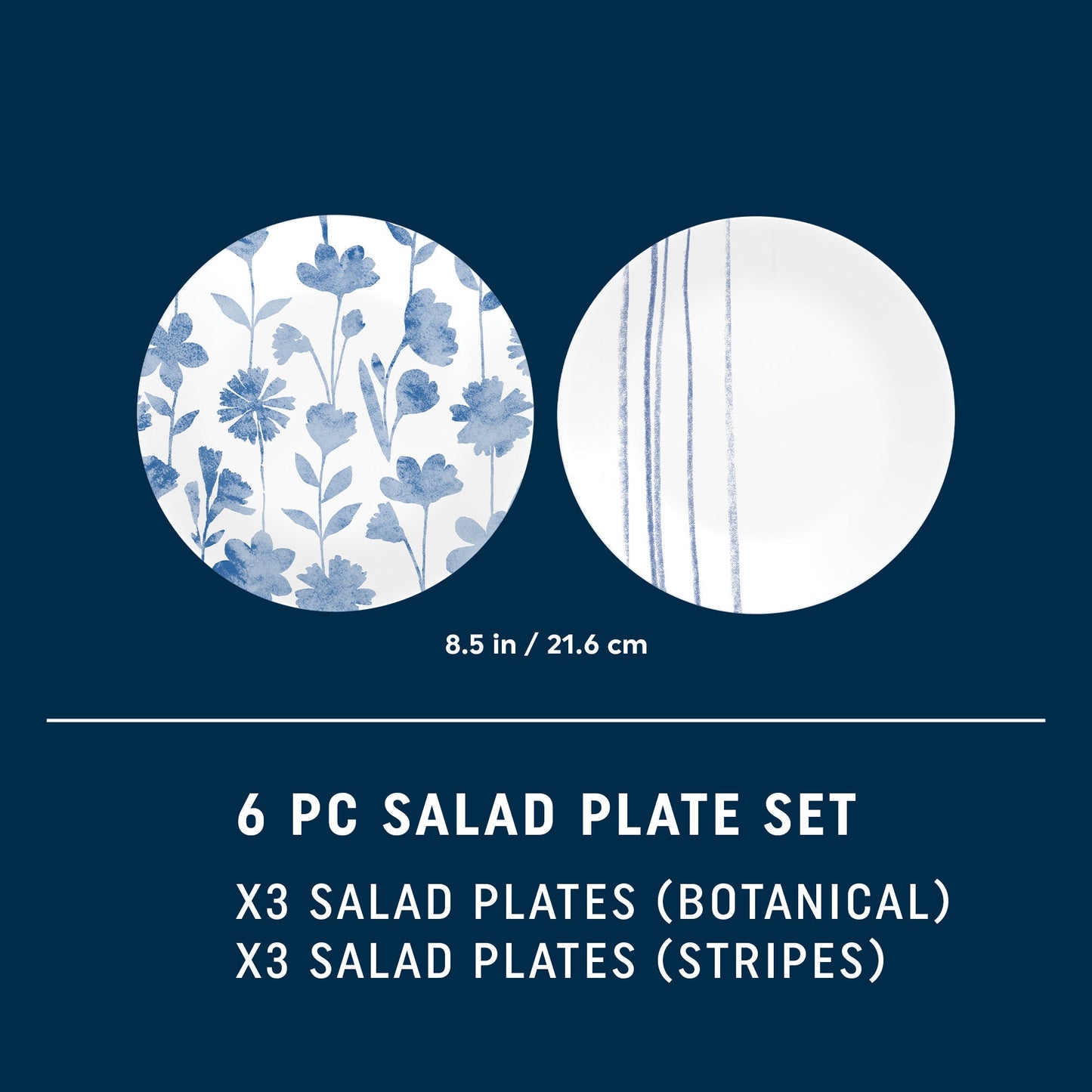 Corelle® Botanical Stripes 8.5 Salad Plates, 6 Pack