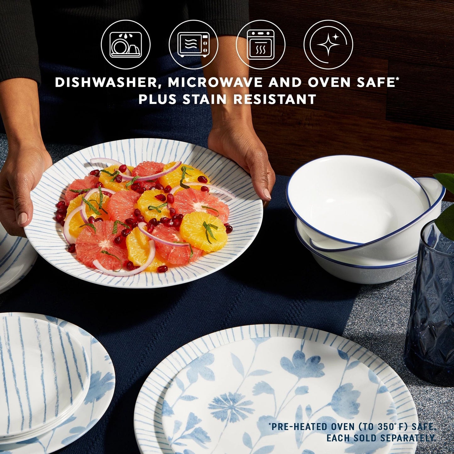 Corelle® Botanical Stripes 18-ounce Cereal Bowls, 6-pack