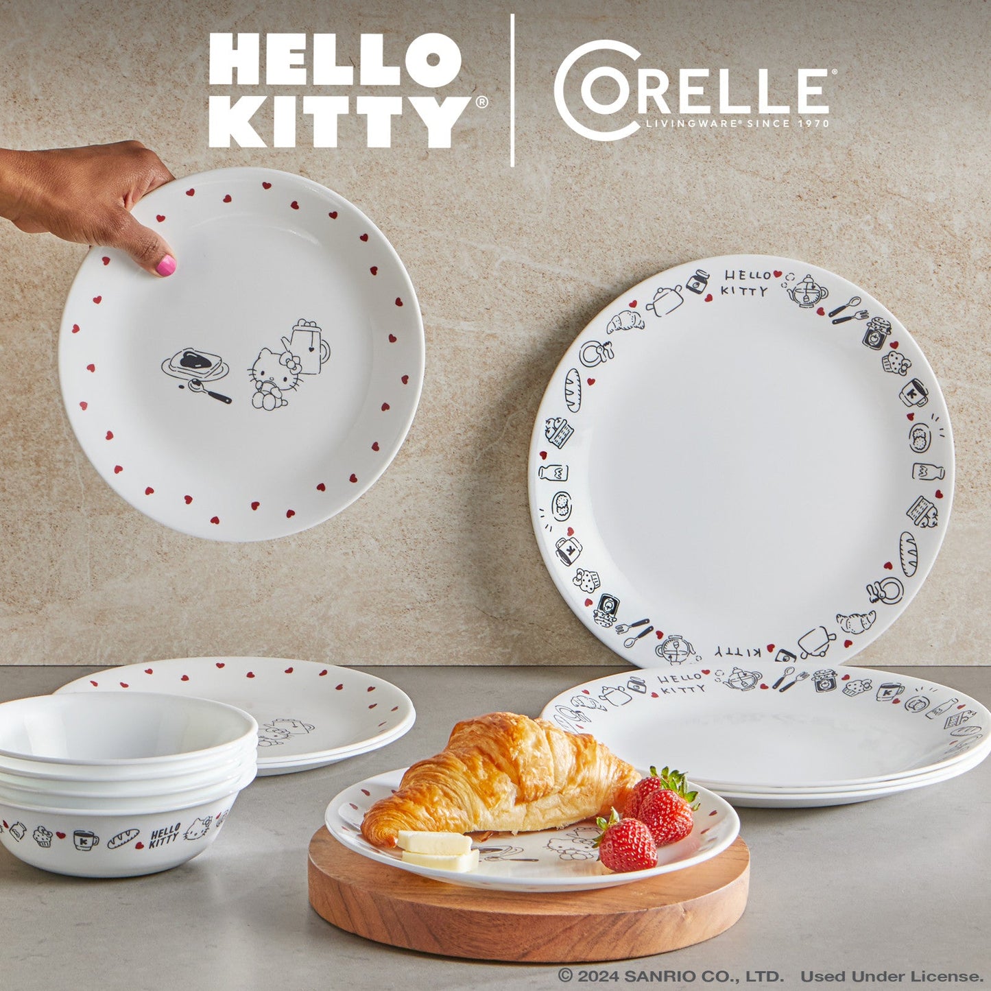 Corelle® Hello Kitty®, Very Delicious 12-piece Dinnerware Set, Service for 4