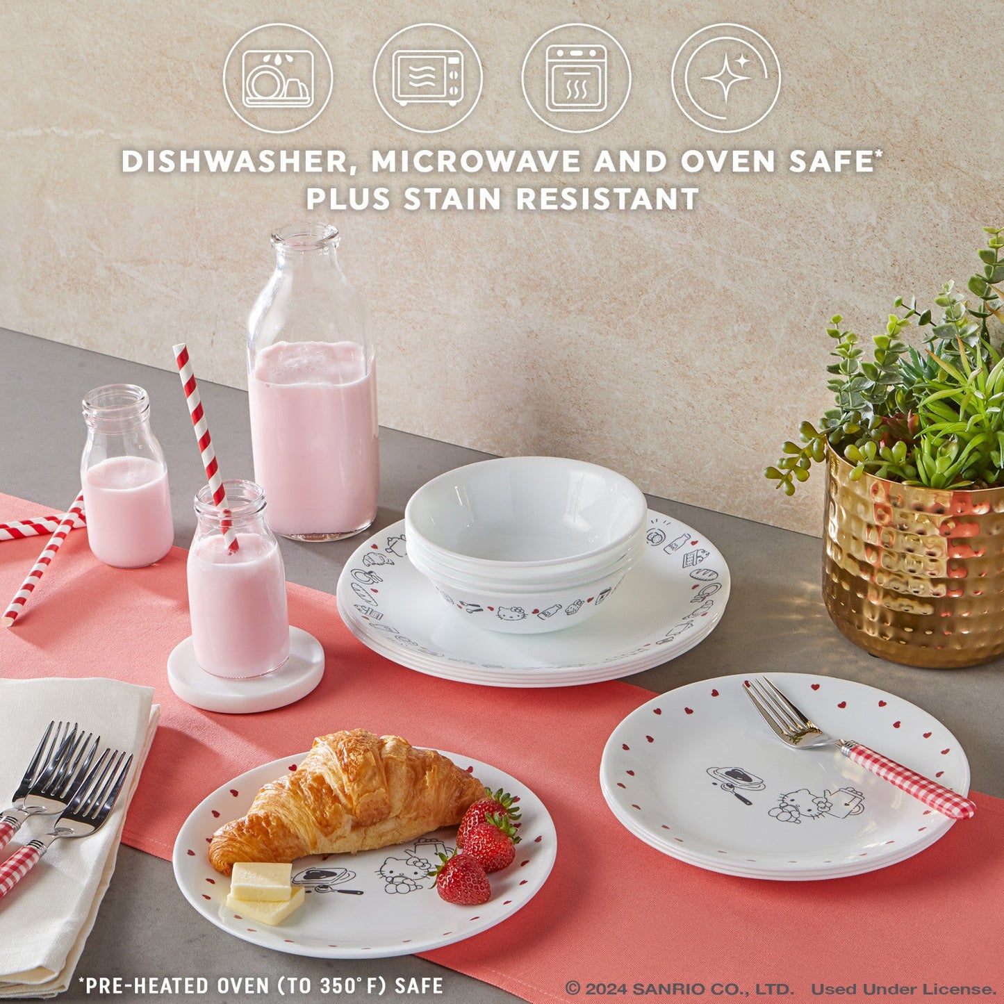 Corelle® Hello Kitty®, Very Delicious 12-piece Dinnerware Set, Service for 4
