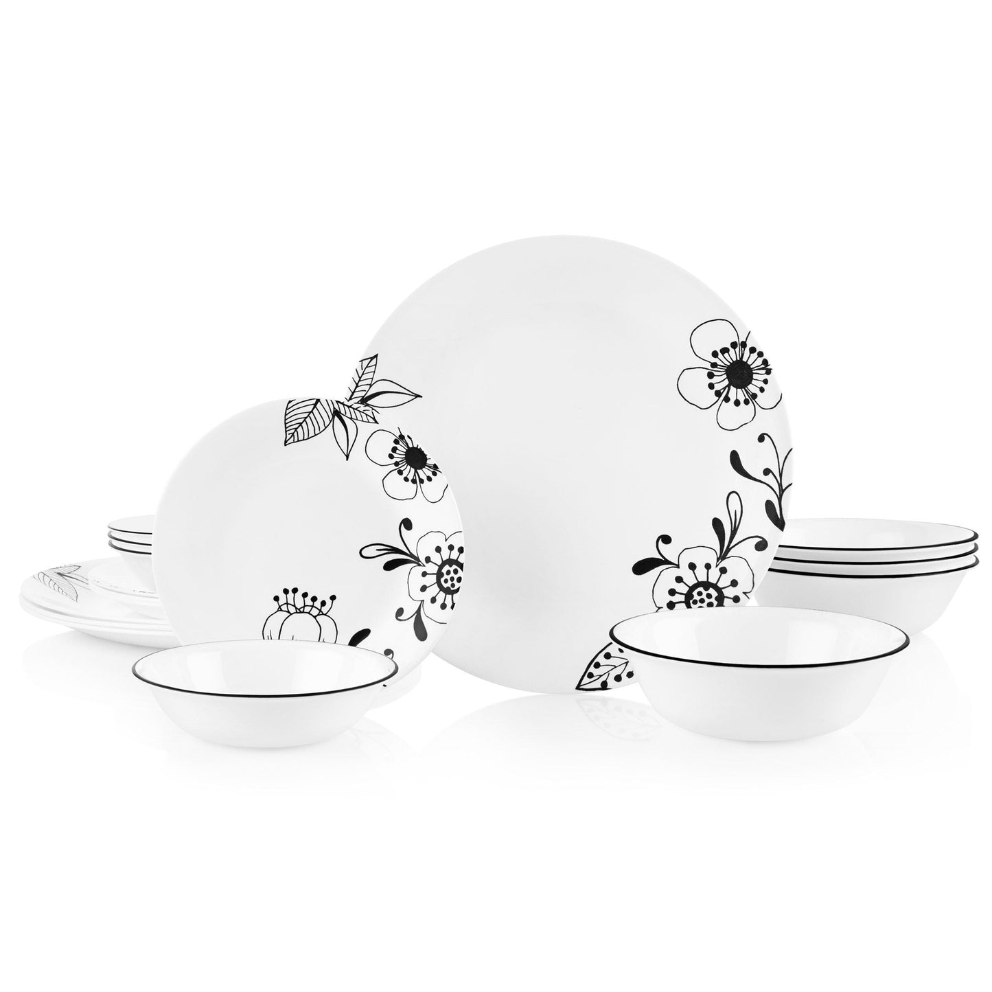 Corelle® Inked Poppy 16-piece Dinnerware Set, Service for 4