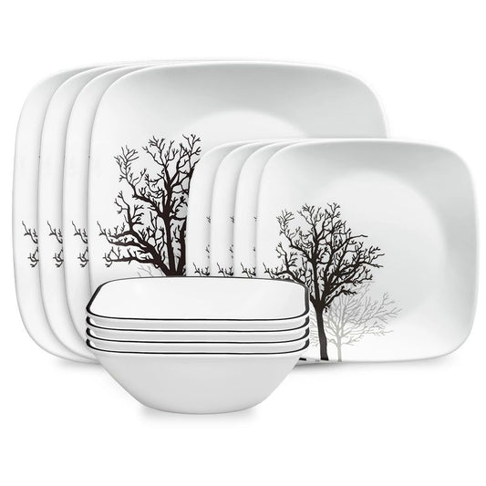 Corelle® Square Timber Shadows 12-piece Dinnerware Set, Service for 4