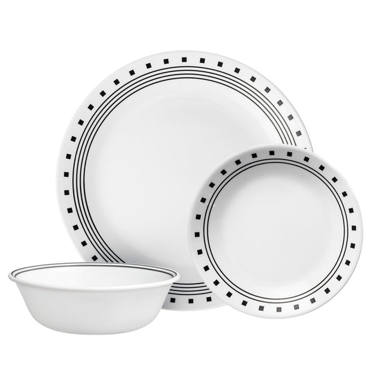 Corelle® City Block 12-piece Mugless Dinnerware Set, Service for 4