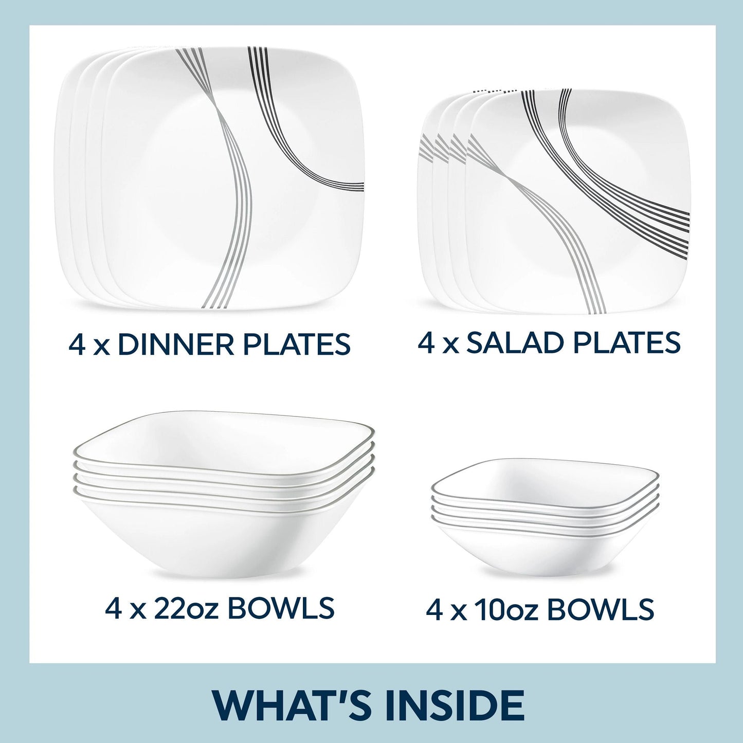 Corelle® Urban Arc 16-piece Dinnerware Set, Service for 4