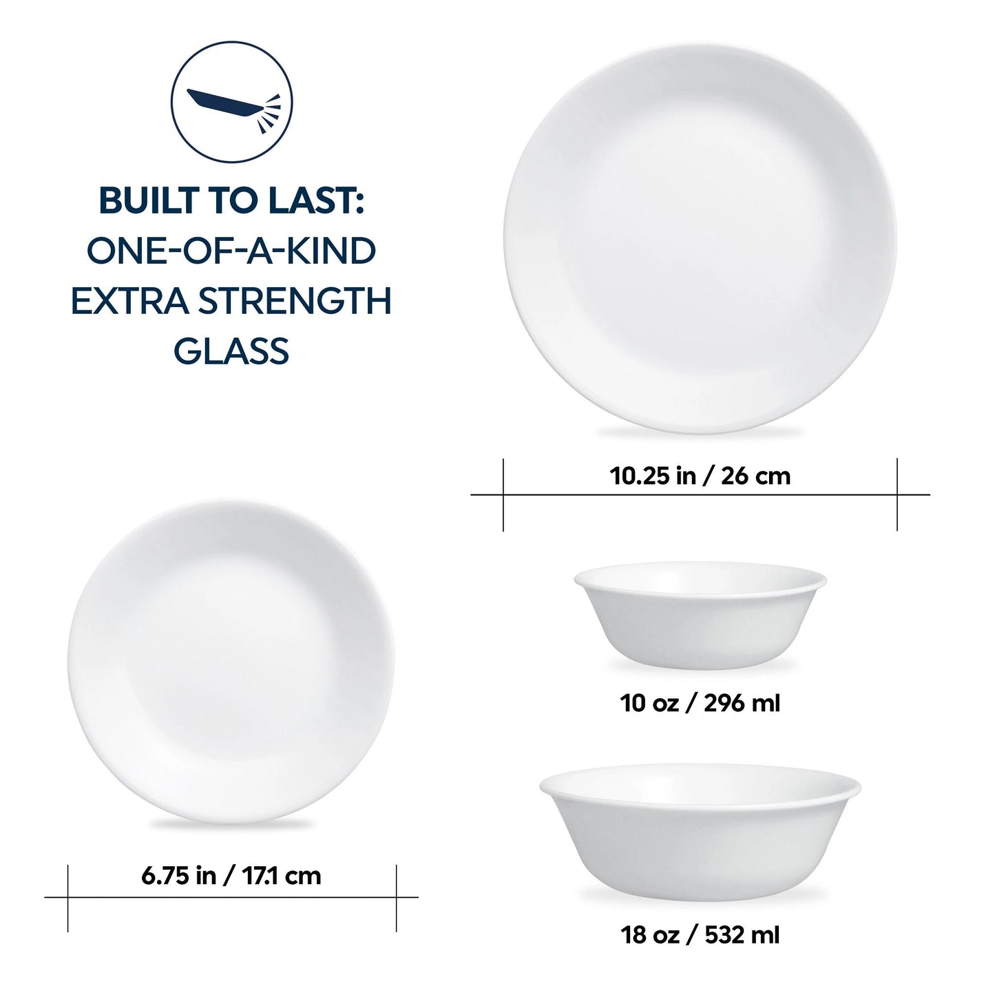 Corelle® Winter Frost White 16-piece Mugless Dinnerware Set, Service for 4