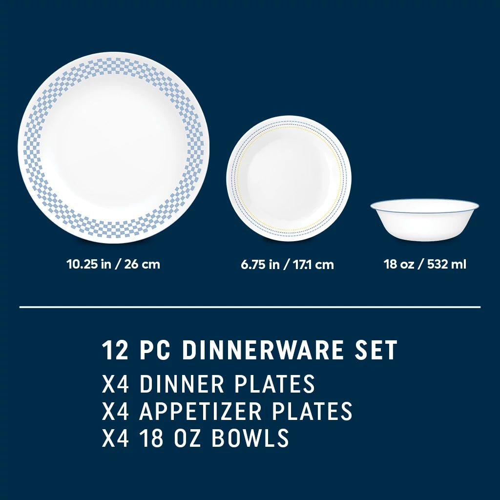Corelle® Amelia 12-piece Dinnerware Set, Service for 4