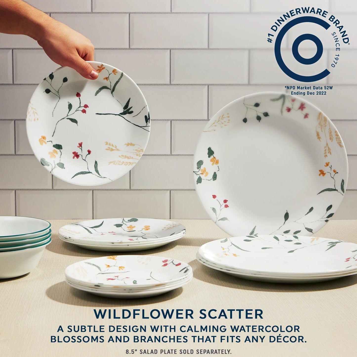 Corelle® Wildflower Scatter 18-piece Dinnerware Set, Service for 6