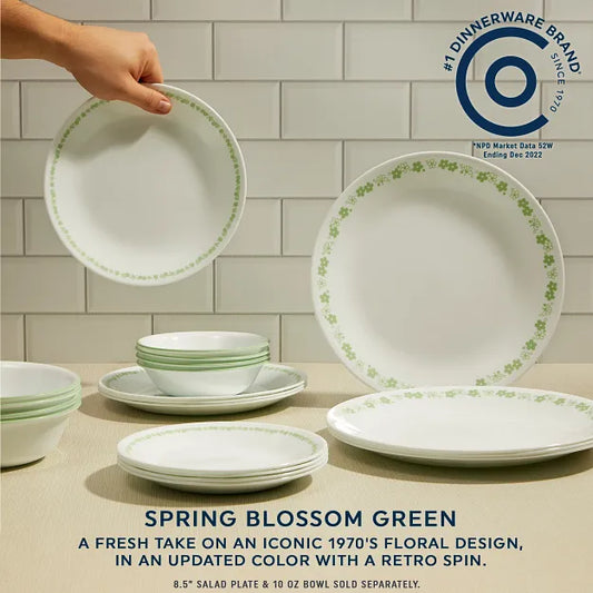 Corelle® Spring Blossom Green 18-piece Dinnerware Set, Service for 6