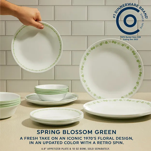 Corelle® Spring Blossom Green 12-piece Dinnerware Set, Service for 4